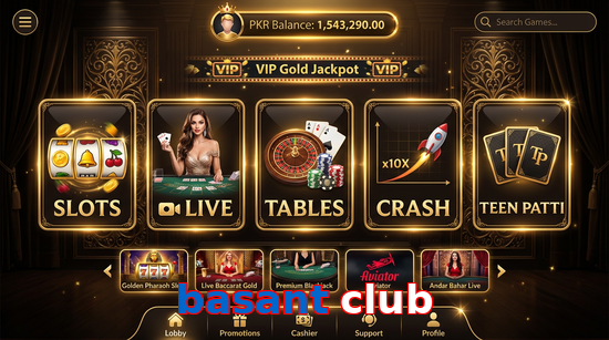 Main screen of Basant Club casino page for PK players