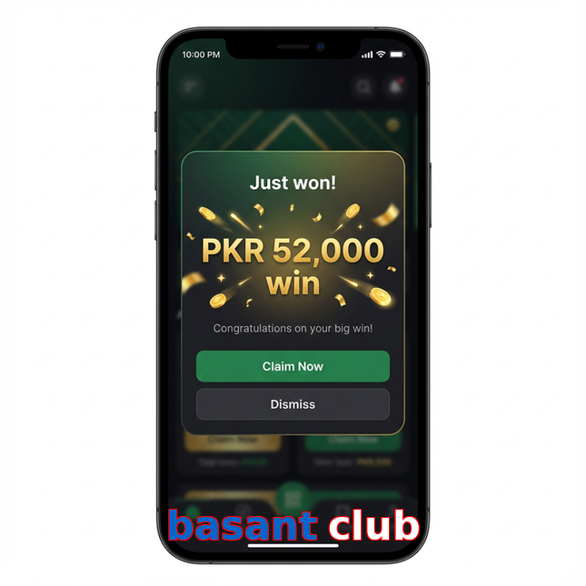 Main screen of Basant Club win page for PK players